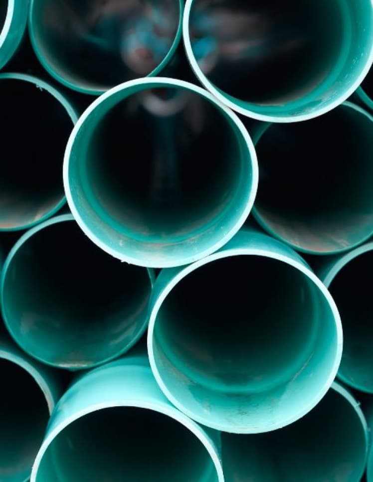 Drainage pipes ready for installation